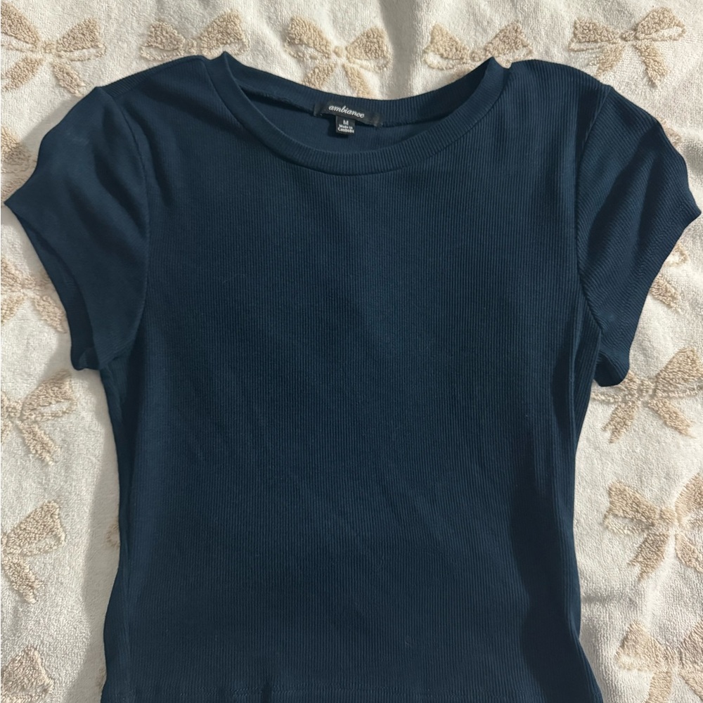 SHEIN Navy Ribbed Tee